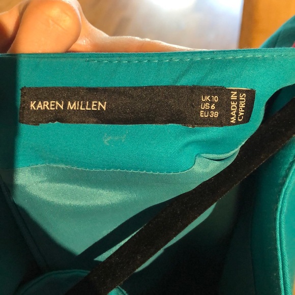 Turquoise Faux Wrap Pencil Skirt - Picture 4 of 4